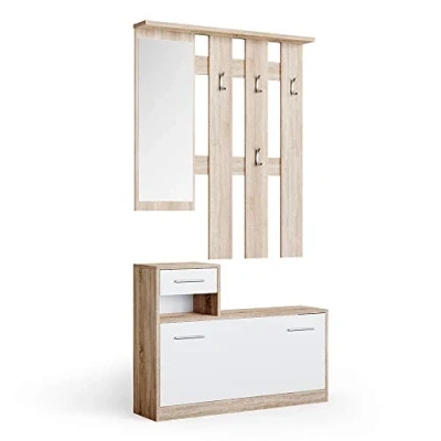Image of Vicco Wardrobe Billy, White/Sonoma, 25 x 191 cm