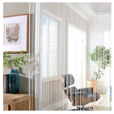 Image of TRIXES String Dew Drop White Curtain Door or Window Panel Total Size 90 x 200cm Decorative Glitter Tassel Room Partition Divider Perfect as Fly Screen