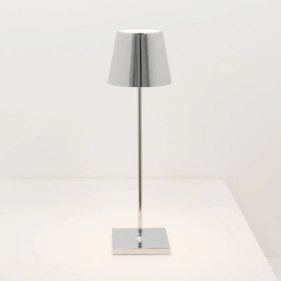 Image of Zafferano Poldina battery table lamp, chrome decor