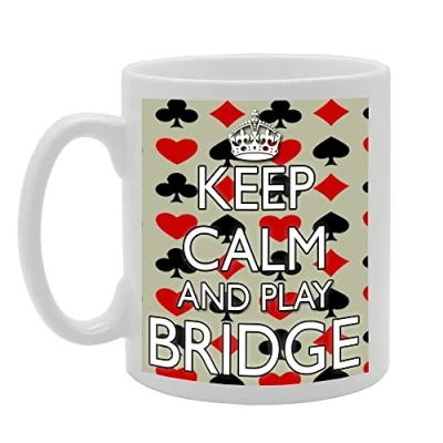 Image of Coralgraph Inc MG552 Keep Calm and Play Bridge Novelty Gift Printed Tea Coffee Ceramic Mug