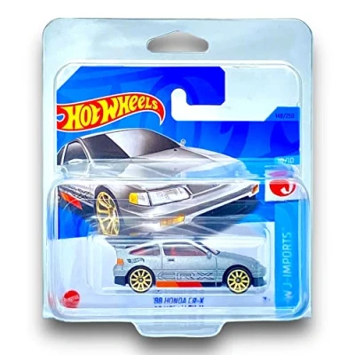 Image of Hot Wheels &#039;88 Honda CR X (Silver) 10/10 HW J Imports 2023 148/250(Short Card) COMES IN A KLAS CAR KEEPER PROTECTIVE COLLECTORS CASE HKJ17