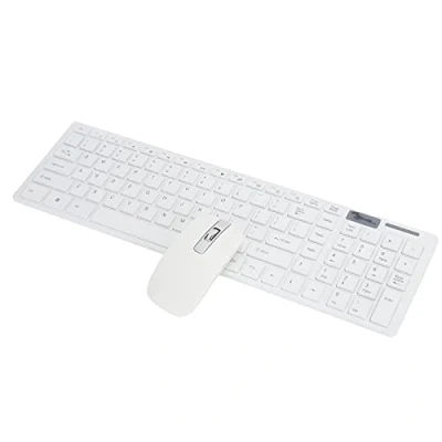 Image of Slim Wireless Keyboard and Mouse Set, Portable Compact 10m Remote Connection Smart Sleep Fingerboardand Combo, for PC, Windows, Mac(white)