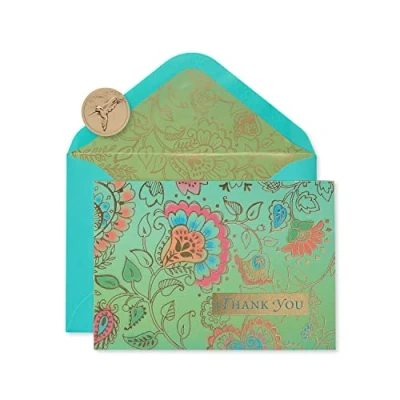 Image of Papyrus Thank You Cards with Envelopes, Floral (12 Count)