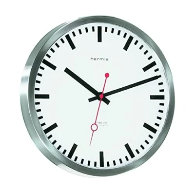 Image of Hermle Wall Clock, Stainless Steel, Silver, Ø 30cm x 5cm