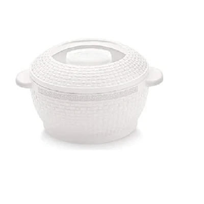 Image of Insulated Hot Pot Casserole Food Serving Dish with Lid, Double Wall. Stainless Steel 17 cm Diameter (White 7.5 Deep 2500ml)
