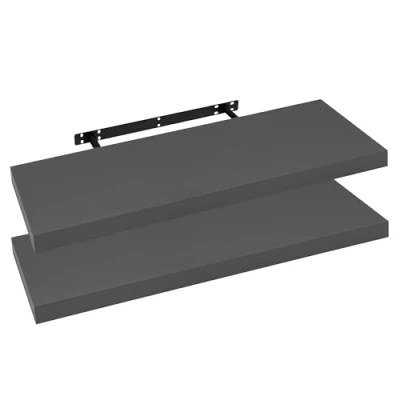 Image of WOLTU RG9317dgr 2 Wall Shelves, Bookcase, Shelves for Decorative Made of MDF Wood, Set Hanging Dark Grey, 100 x 23 3.8 cm