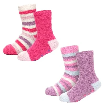 Image of Undercover 4 Pairs Girls Cosy Socks SK832A Pink/Purple Stripe (1x Each) 5.5