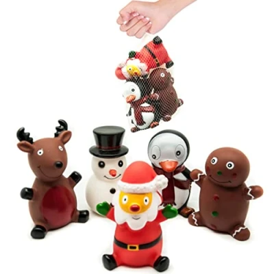 Image of Petopedia 5 Pack Dog SQUEAKY Toys Santa Penguin Rudolph Snowman Christmas Gifts for Dogs Interactive Boredom Puppy Chew (Festive Toys, of 5)