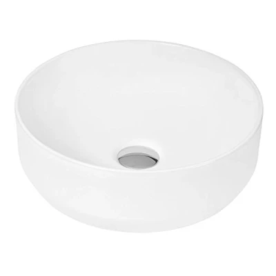 Image of Hudson Reed NBV162 Modern Bathroom Round Vessel Sink, 120mm x 350mm, White
