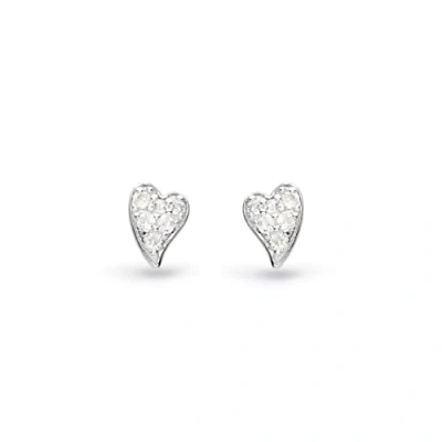 Image of Kit Heath Sterling Silver and Pavé White Topaz Desire Cherish Precious Heart Stud Earrings