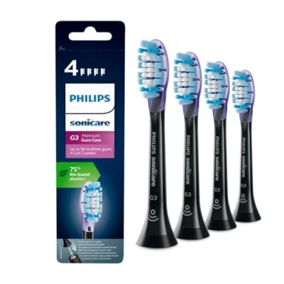 Image of Philips Sonicare Original G3 Premium Gum Care Standard Sonic Toothbrush Heads 4 Pack in Black (Model HX9054/33)