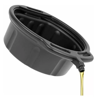 Image of 16 Litre Oil Drain Pan With Spout Stopper Cap For Motorcycle Car Motor Oil, Coolant, Gearbox Antifreeze, Fluids, Vehicle Service Garage Equipment