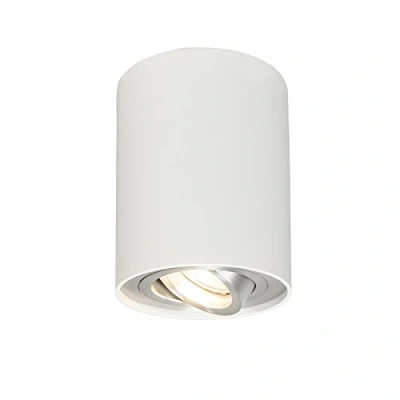 Image of Qazqa Modern Spotlight Ceiling White and Steel I Nickel Matt Satin, rotatable tiltable Rondoo up Design Suitable for LED GU10 1 Way Light Aluminium Surface Mounted spotway