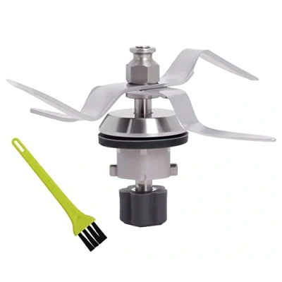 Image of Poweka Stainless Steel Replacement Blade Compatible with Silvercrest Monsieur Cuisine Connect Kitchen Robot Gasket and Cleaning Brush