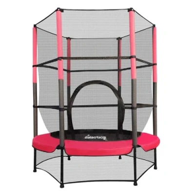 Image of GALACTICA NEW Mini Trampoline 4.5FT 55&quot; with Safety Net Enclosure Indoor Outdoor Children’s Activity Junior Red
