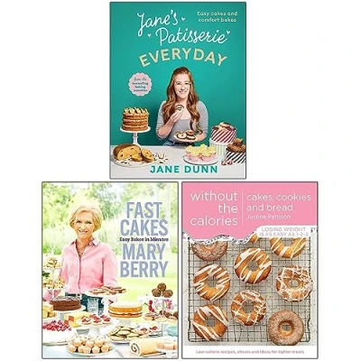 Image of Jane’s Patisserie Everyday [Hardcover], Fast Cakes Easy Bakes in Minutes [Hardcover] &amp; Cookies and Bread Without the Calories 3 Books Collection Set