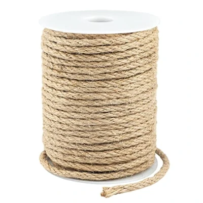 Image of KINGLAKE 30m Garden Jute Rope Cord 6mm Hemp String Thick Brown Twine for Craft, Packing, Decoration, Gardening
