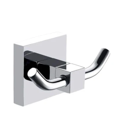 Image of Jetcloud Bath Robe Hook Solid Brass Wall Mounted Double Hooks Towel Holder Chrome Finish Bathroom Door Clothes Hanger for Kitchen Accessories