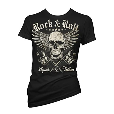 Image of Rock Style Liquor and Tattoos 701749 Ladies T Shirt L Black
