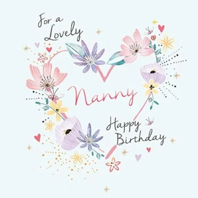 Image of Paperlink Lovely Nanny Birthday Card Flower Heart with Foil Finish Eco Friendly and Recyclable