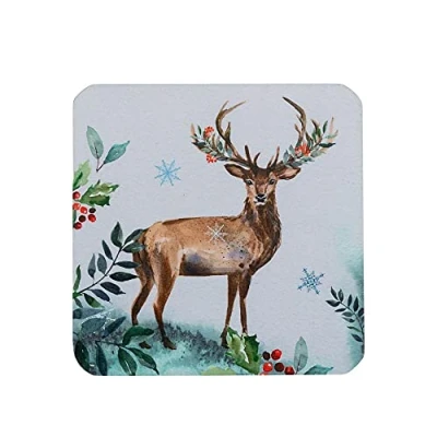 Image of SET OF 4 COASTERS ANIMAL WINTER SCENES XM9324