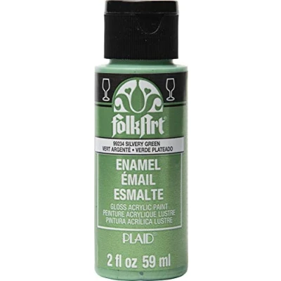 Image of FolkArt Enamel Paint 2oz Metallic Silvery Green
