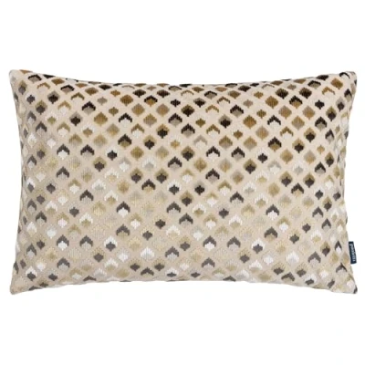 Image of Paoletti Lexington Velvet Jacquard Feather Filled Cushion Taupe Size 40 cm x 60