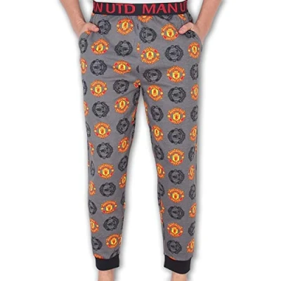 Image of Manchester United FC Official Mens Lounge Pants Pyjama Bottoms Grey Large