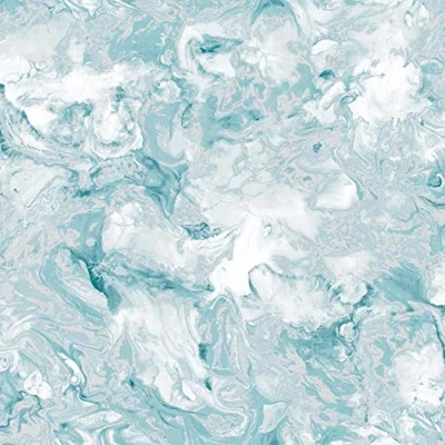 Image of YöL Elixir Liquid Marble Effect Wallpaper Swirls Teal Silver Metallic Shimmer