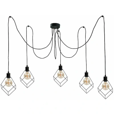 Image of Ruben Cluster Pendant Ceiling Light Black, 5x E27