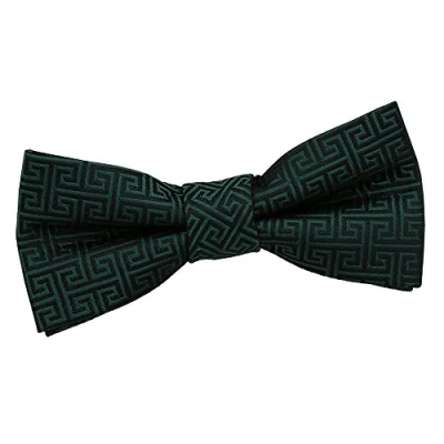 Image of DQT Boys Greek Key Patterned Wedding Tuxedo Pre tied Bow Tie Dark Green