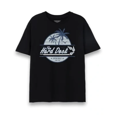 Image of Top Gun Maverick Mens T Shirt Adults The Hard Deck Bar Short Sleeve Graphic Tee in Black Vintage Style USA Action Movie Apparel Iconic Film Series Merchandise Gift