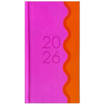 Image of 2025 Slim Week To View Diary Colour Block with print Glossy Design Fashion (Pink)