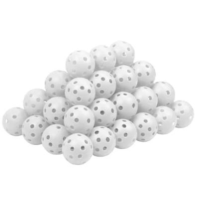 Image of THIODOON Practice Golf Balls Limited Flight 40 mm Hollow Plastic Training Coloured Airflow for Swing Driving Range Home Use Indoor 48 Pack (White, Pieces)