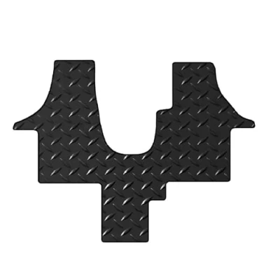 Image of Lusso Floor Carpet Mats for Car Tailored/Compatible to Fit VW Transporter WALKTHROUGH T5 T6 Van 2003 onwards Heavy Duty 3mm Rubber 1 Piece Set (Black Edging)