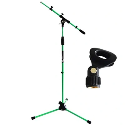 Image of Keepdrum MS106 Microphone Stand with Boom and Metal Base Clamp (Green)