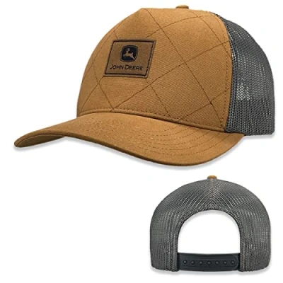 Image of John Deere Quilted Trucker Hat Construction Brown, One Size, size