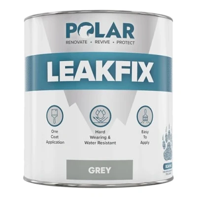 Image of Polar Premium Leak Seal Grey Paint 500ml Instant Waterproof Roof Sealant Ideal for Leaks, Cracks &amp; Repair Concrete, Brick, Metal, Drainpipes Gutters Easy to Apply