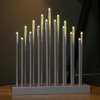 Image of 29cm Premier Christmas Candle Bridge with 17 LEDs &amp; Timer in Silver Battery Operated