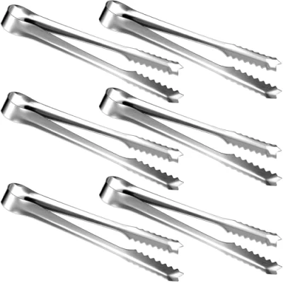 Image of LICQIC Ice Tongs, Stainless Steel Sugar Mini Sweet Tongs for Pick Mix, Small Food, Sweets, Bread, Cake, (6 PCS)