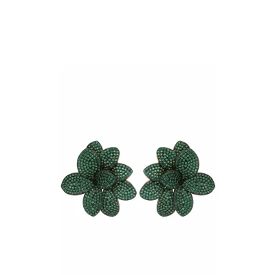 Image of Latelita Amaryllis Flower Large STUD Emerald Earrings, Women&#039;s, Size: One Size, Green
