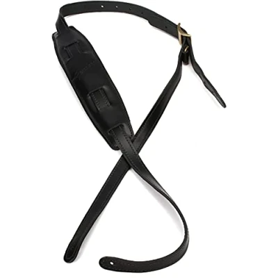 Image of Fender® Mustang® Vintage Saddle Leather Guitar Strap Long Version in Black
