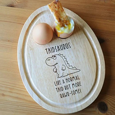 Image of eBuyGB Taidsaurus Breakfast Board, Dinosaur Egg Shaped Serving Taid Birthday Gift, Present for Welsh Grandad