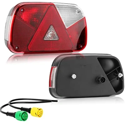 Image of DARKGUARD Rear Lights Trailer Set 12 V, 2 Pieces Light with Fog Reversing x 6 Pin Bayonet Connection 30 cm E11 Certification Mark 7 Function Waterproof