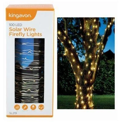 Image of 100 LED Warm Solar Wire Firefly Lights Set By Kingavon