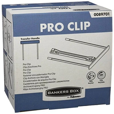 Image of Bankers Box 0089701 ProClip Archive Clip 100 mm with Frame, 100% Recycled, White, Pieces