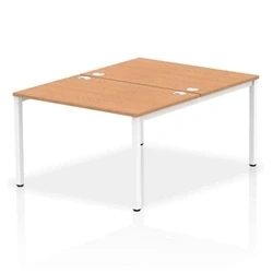 Image of Impulse Bench B2B 2 Person 1200 White Frame Office Desk Oak
