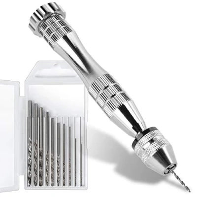 Image of LEOBRO Pin Vise for Resin Casting Molds, Steel Hand Drill, Drill with 10 PCS Bit, Precision Tools Epoxy Arts Crafts, Wood, Clay, DIY Keychain Jewelry Making
