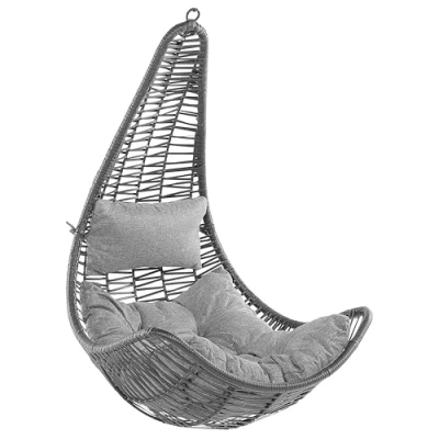 Image of Beliani Boho Wicker Hanging Chair Swing Seat without Stand Black PE Rattan Atri II