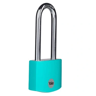 Image of Yale YE3B/38/156/1/TE Standard Security 38mm Aluminium Padlock with Long Shackle Teal Hardened Steel 3 Keys